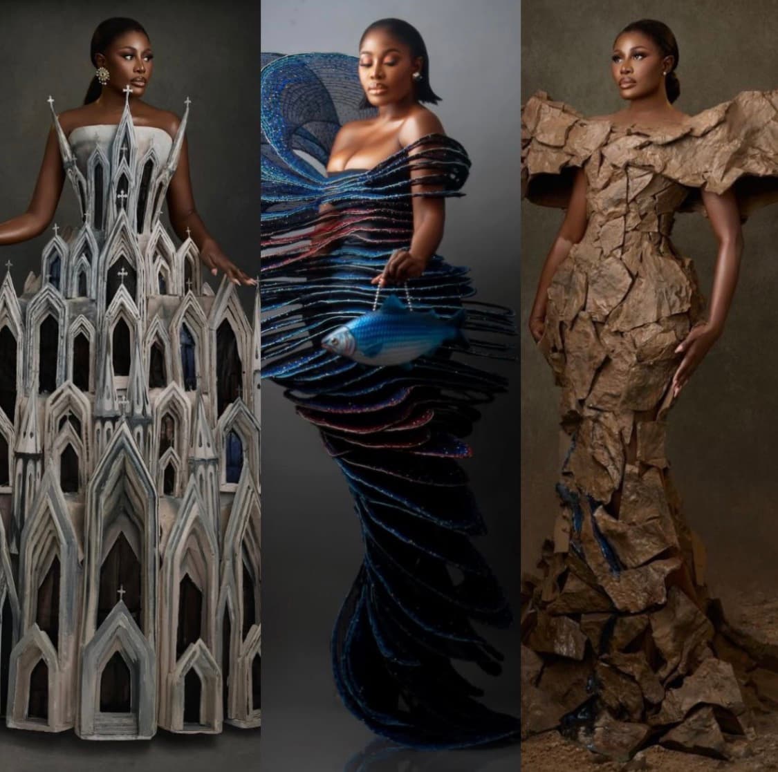 “A fashionista ganesa Nana Akua Addo impressionou o público com mais um look inesquecível no tapete vermelho do AMVCA.”